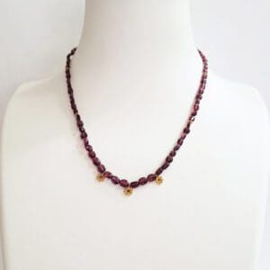 Cranberry Colored Polished Spinel Beads, 18kt Yellow Gold & Ruby Drops, 18kt Yellow Gold Beads & Clasp