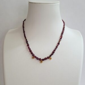 Cranberry Colored Polished Spinel Beads, 18kt Yellow Gold & Ruby Drops, 18kt Yellow Gold Beads & Clasp