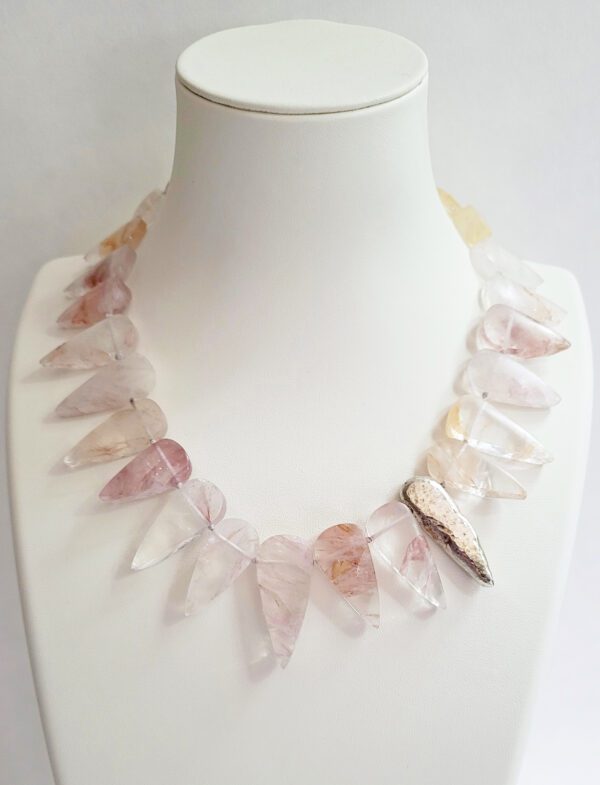 16.5" - 19" Ferruginous Quartz, Hand Hammered Fine Sterling Silver Nugget & Clasp Necklace