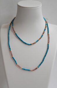 Montana Sapphires, Turquoise &18kt Yellow Gold Necklace