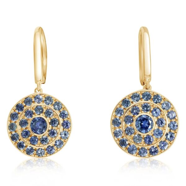 14kt Yellow Gold & Montana Sapphire Disc Earrings