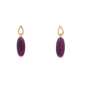 Carved Ruby, 18kt Yellow Gold & Diamond Earring