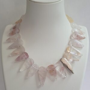 16.5" - 19" Ferruginous Quartz, Hand Hammered Fine Sterling Silver Nugget & Clasp Necklace