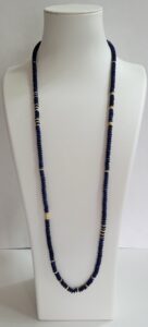 33" Raw Lapis Beads, 18kt Yellow Gold Beads & Clasp Necklace