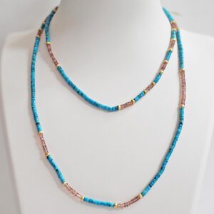 Montana Sapphires, Turquoise &18kt Yellow Gold Necklace
