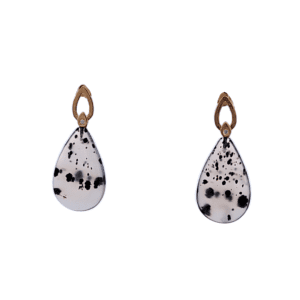 18kt Yellow Gold, Diamond & Montana Agate (18.60 grams) Earrings