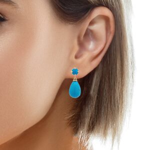 Teardrop Arizona Turquoise Drops, 14kt Yellow Gold & Arizona Turquoise Post Earring