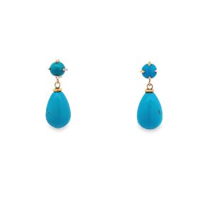 Teardrop Arizona Turquoise Drops, 14kt Yellow Gold & Arizona Turquoise Post Earring