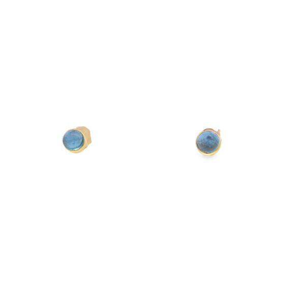 18kt Yellow Gold & Aquamarine Cabershone Stud Earrings