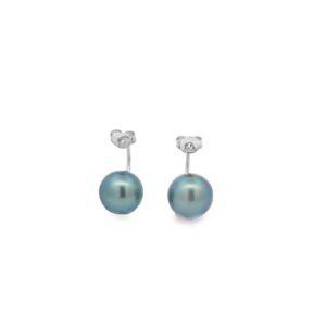 11mm Round Tahitian Pearl & 18kt White Gold Jackets