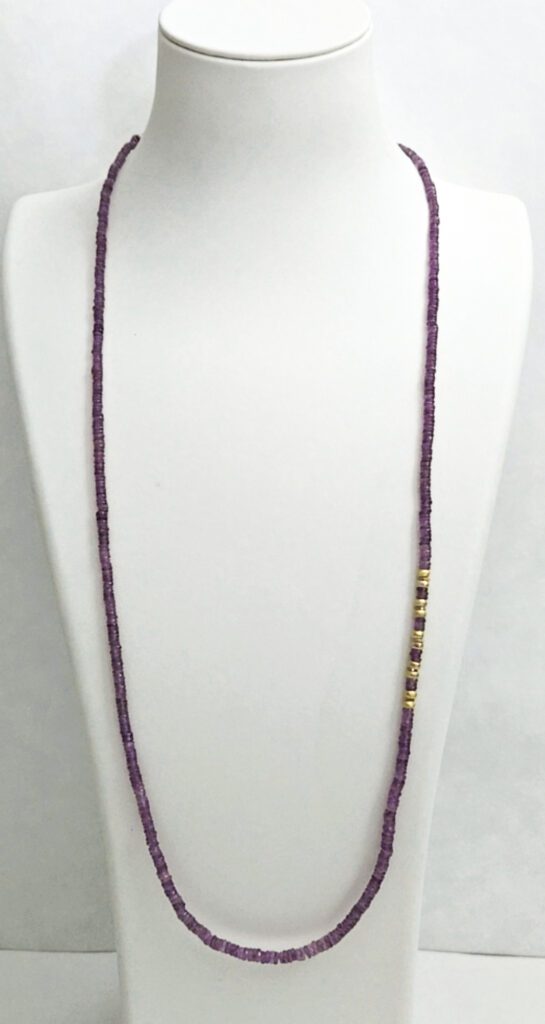 Purple Montana Sapphire Beads, Diamond Rondelles & 18kt Yellow Gold Necklace