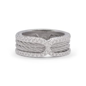 Grey Cable Infinity Ring with 18kt White Gold & Diamonds