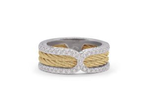 Yellow
 Cable Infinity Ring with 18kt White Gold & Diamonds