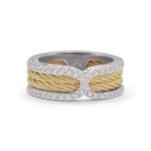 Yellow Cable Infinity Ring with 18kt White Gold & Diamonds