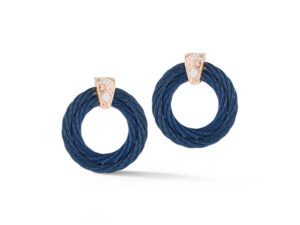 Navy Cable Wreath Earrings with 18kt Rose Gold & Diamonds