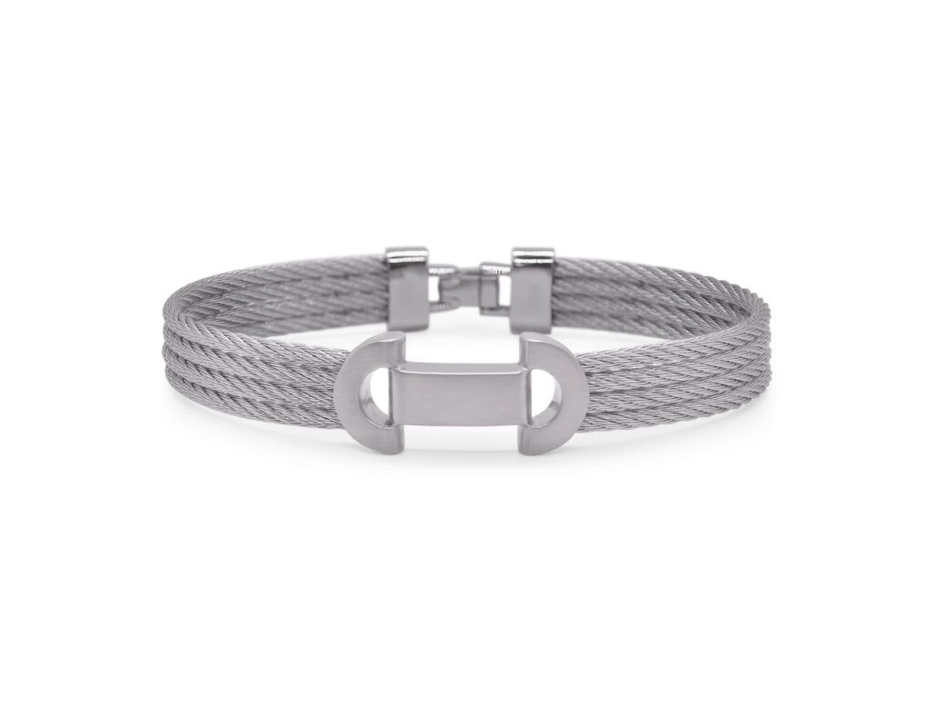 Sterling Silver, Cable & Sterling Silver Buckle Bracelet