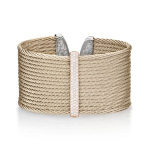 18kt Rose Gold, Diamond & Carnation Cable Bracelet