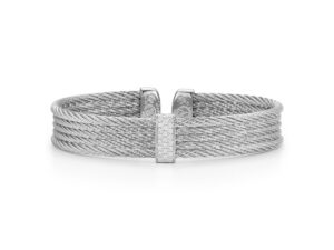 Grey Cable Mini Cuff with 18kt White Gold & Diamonds