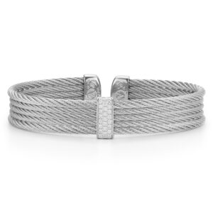 Grey Cable Mini Cuff with 18kt White Gold & Diamonds