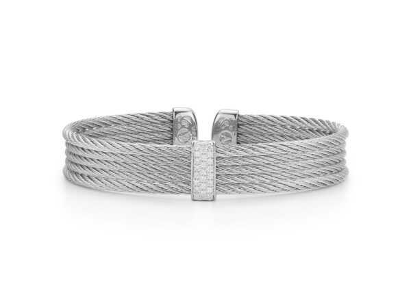 Grey Cable Mini Cuff with 18kt White Gold & Diamonds