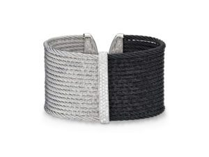 18kt White Gold, Diamond ( 0.56cts) Black & Grey Cable Bracelet