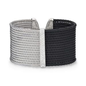 18kt White Gold, Diamond ( 0.56cts) Black & Grey Cable Bracelet