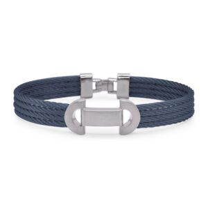 Sterling Silver, Navy Cable & Sterling Silver Buckle Bracelet