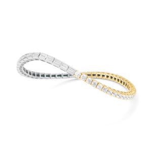 Size 6.5" - 14kt Yellow Gold & White Gold & Diamond Stretch Bracelet