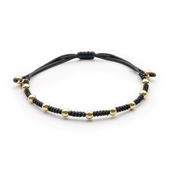 14kt Yellow Gold Jaibor Uomo Black Rope Bracelet