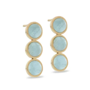 18kt Yellow Gold Mini Triple Bubbles Aquamarine Earrings