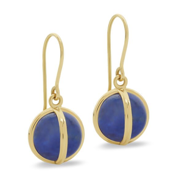 18kt Yellow Gold & 10mm Lapis Earrings