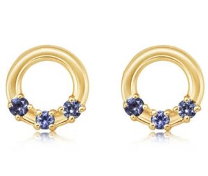 14kt Yellow Gold & Yogo Sapphire (0.24cts) Circle Earrings