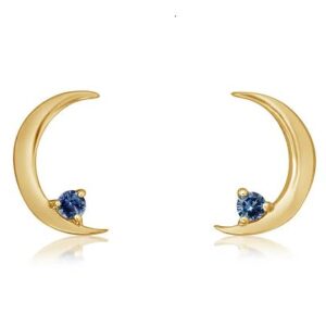 14kt Yellow Gold & Montana Sapphire (0.04cts) Cresent Moon Earrings