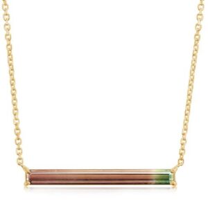 14kt Yellow Gold & Bi-Color Tourmaline (1.17cts) Bar Necklace