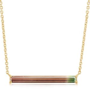 14kt Yellow Gold & Bi-Color Tourmaline (1.17cts) Bar Necklace