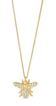 18kt Yellow Gold & Diamond (0.13tcw) Bee Pendant & Chain