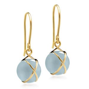 18kt Yellow Gold & 10mm Aquamarine Earrings