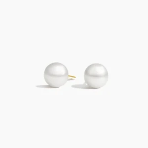 14kt Yellow Gold White Akoya Pearl Stud Earrings