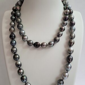 42" 11.60mm - 13mm Multi Colored Tahitian Pearls Finished with a Brushed 18kt Yellow Gold Clasp