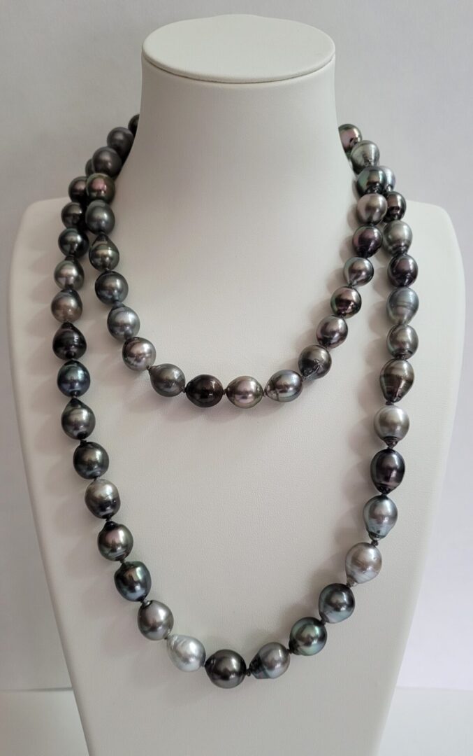 42" 11.60mm - 13mm Multi Colored Tahitian Pearls Finished with a Brushed 18kt Yellow Gold Clasp