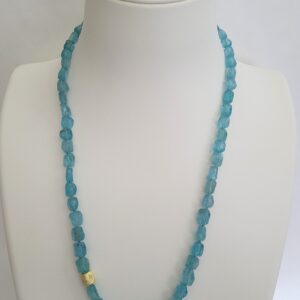 Raw Apatite, Handmade & Hand Hammered 18kt Yellow Gold Bead, Handmade 18kt Yellow Gold Clasp, 18kt Yellow Gold Chain Necklace