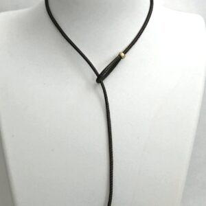 Golden South Sea Pearl, 18kt Yellow Gold Cap & Keeper, Hand Stitched Italian Leather Lariat