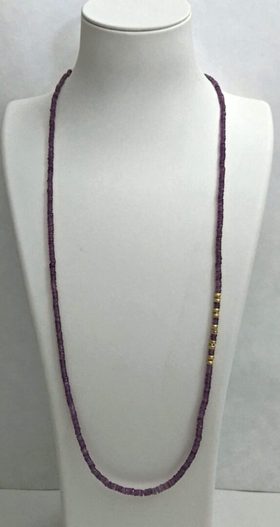 Purple Montana Sapphire Beads, Diamond Rondelles & 18kt Yellow Gold Necklace