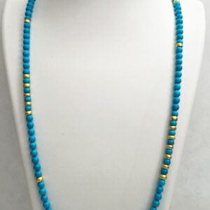 Sleeping Beauty Turquoise Beads & 18kt Yellow Gold Necklace