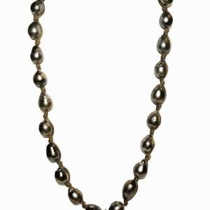 Silver Tahitian Pearls on Bronze Leather with 18kt Yellow Gold Clasp