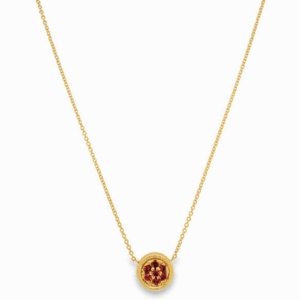 18kt Yellow Gold & Red Spinel Pendant with Aspen Finish