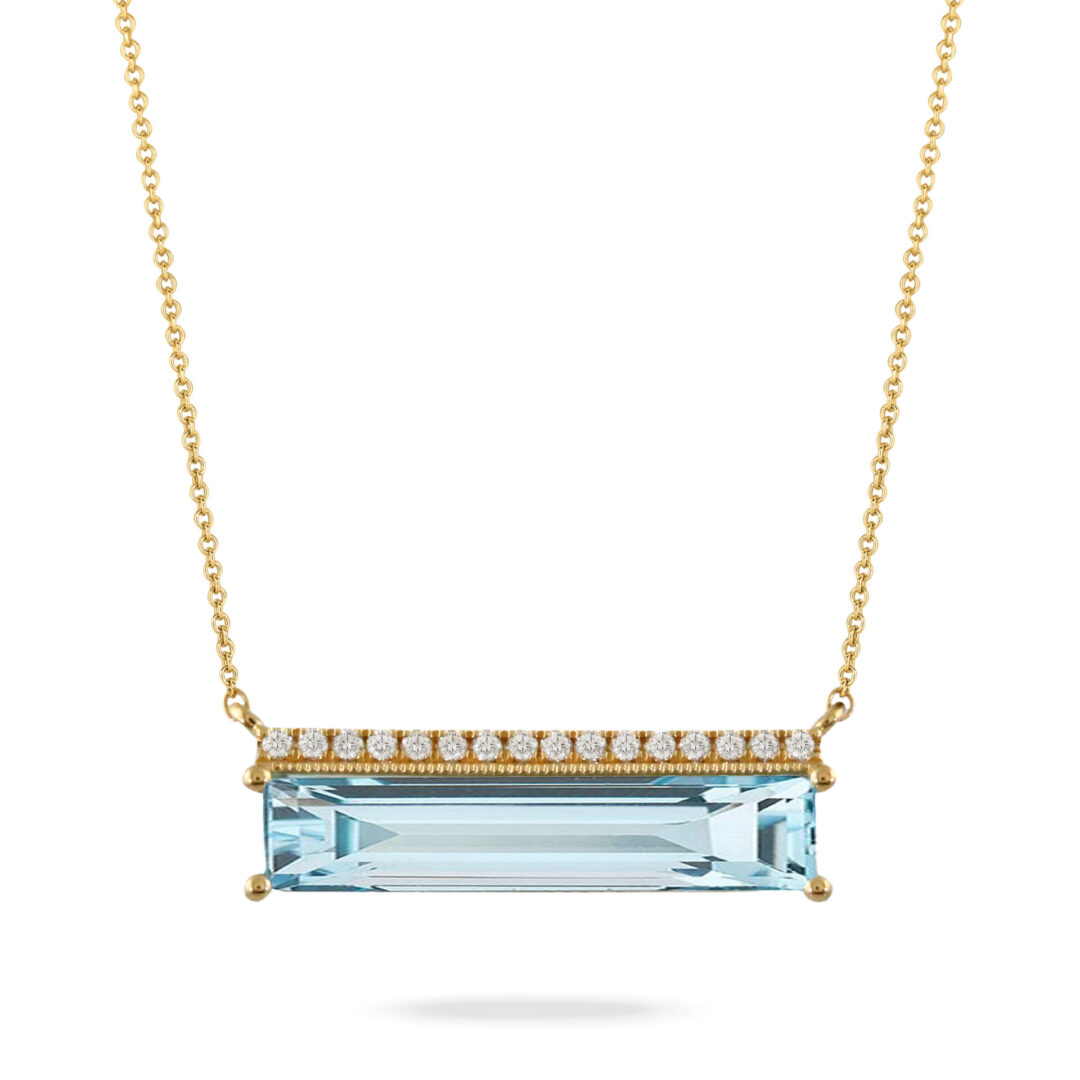 18kt Yellow Gold, Diamond & Sky Blue Topaz Necklace