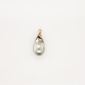 Silver Tahitian Pearl & Brushed 18kt Yellow Gold Pendant