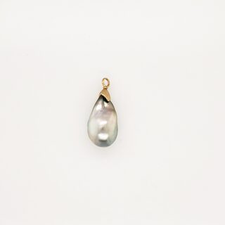 Silver Tahitian Pearl & Brushed 18kt Yellow Gold Pendant
