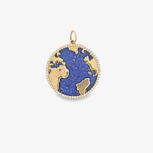 18kt Yellow Gold, Diamond, & World Pendant